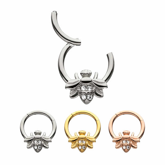 Gold IP Bee Hinged Segment Ring 16g