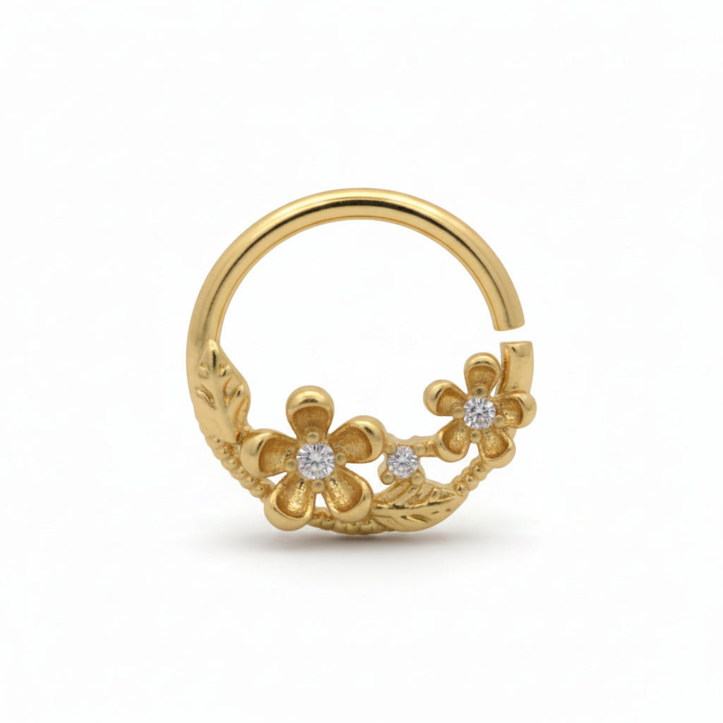 Crystal-Center Bloom Bendable Ring 16g