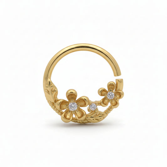 Crystal-Center Bloom Bendable Ring 16g