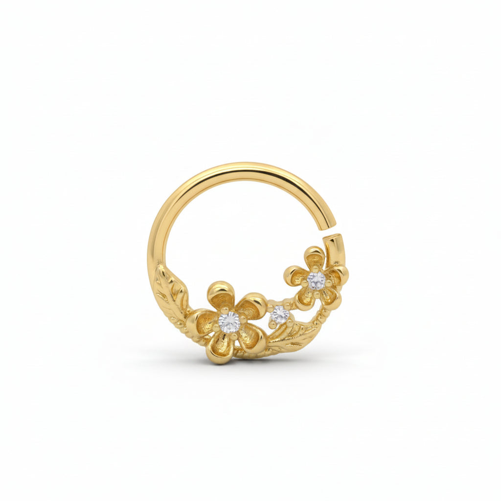Crystal-Center Bloom Bendable Ring 16g