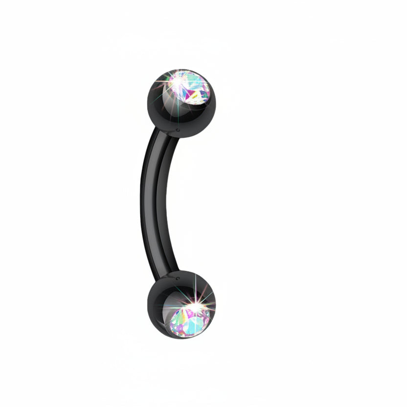 Blackline PVD Steel Crystal Curved Barbell 16g