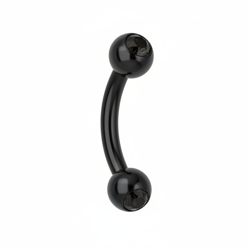 Blackline PVD Steel Crystal Curved Barbell 16g