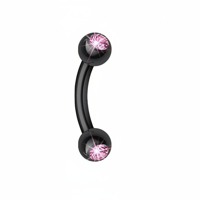 Blackline PVD Steel Crystal Curved Barbell 16g