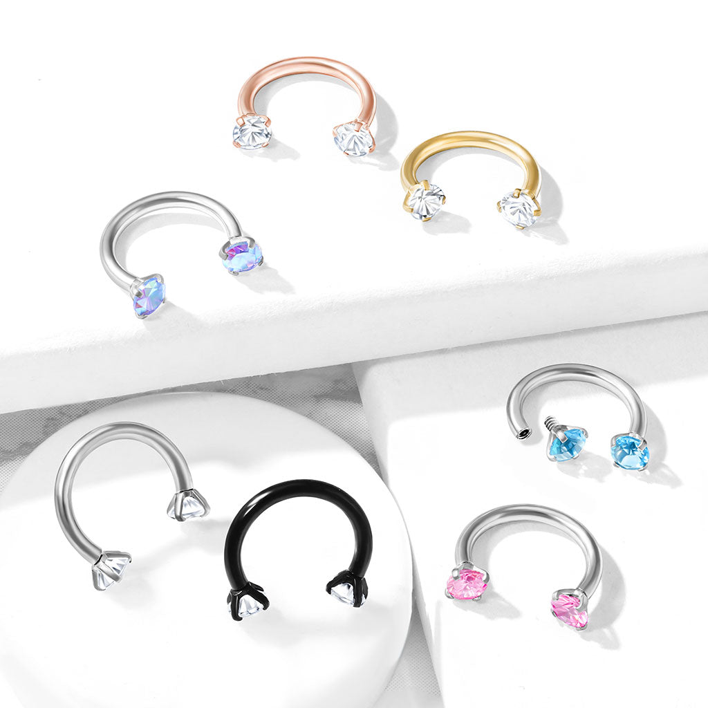 Premium Surgical Steel Crystal Claw-Set Circular Barbell 16g