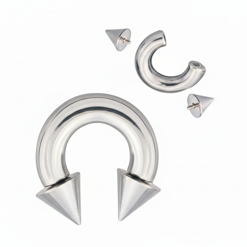 Surgical Steel Spiked Circular Barbell Internally Threaded 12g - 0g