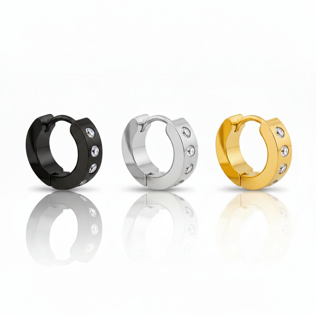4 Crystal Blackline PVD Cuff Earrings