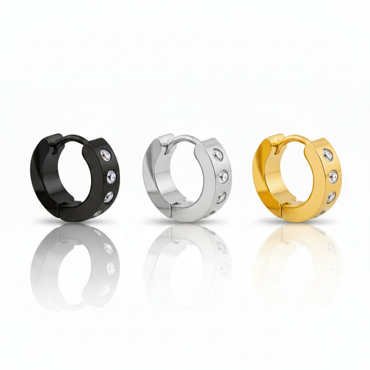 4 Crystal Blackline PVD Cuff Earrings