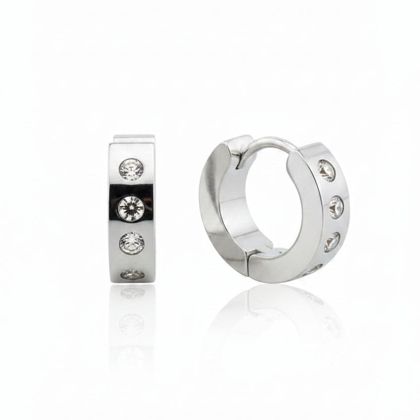 4 Crystal Blackline PVD Cuff Earrings