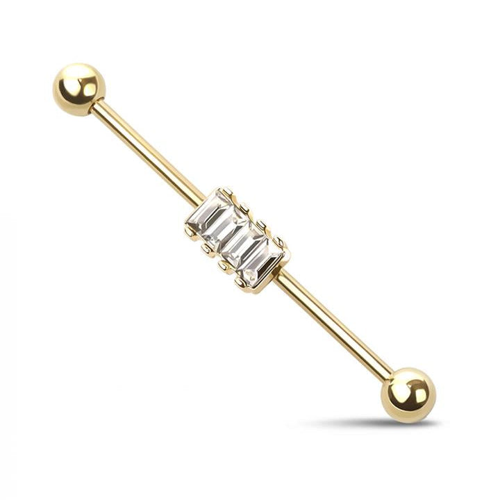 Triple Baguette Industrial Barbell 14g