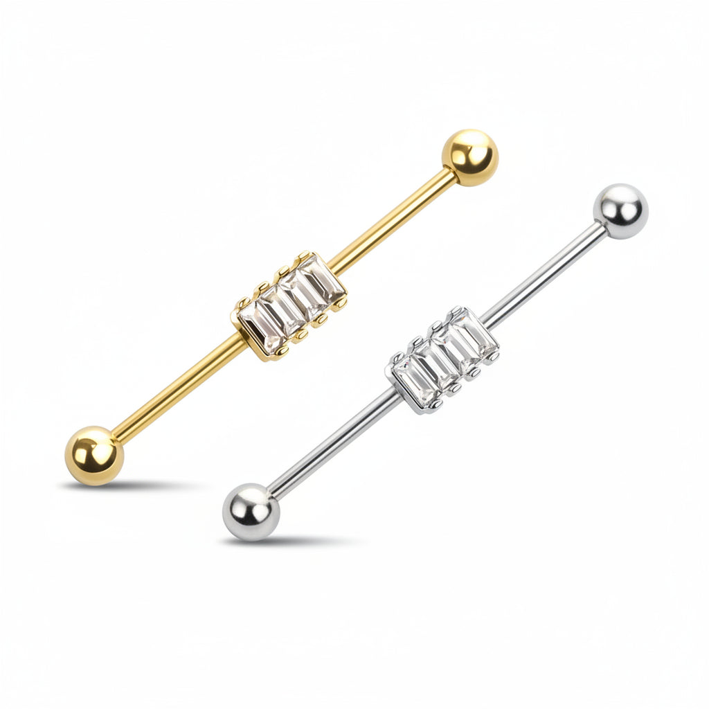 Triple Baguette Industrial Barbell 14g