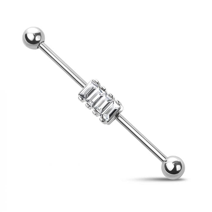 Triple Baguette Industrial Barbell 14g