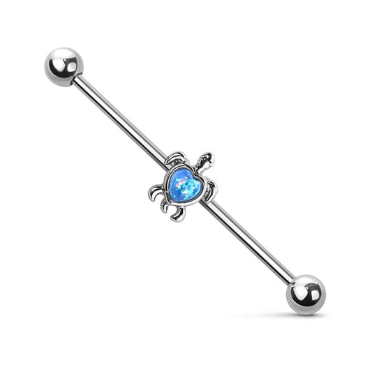 Opal Sea Turtle Industrial Barbell 14g