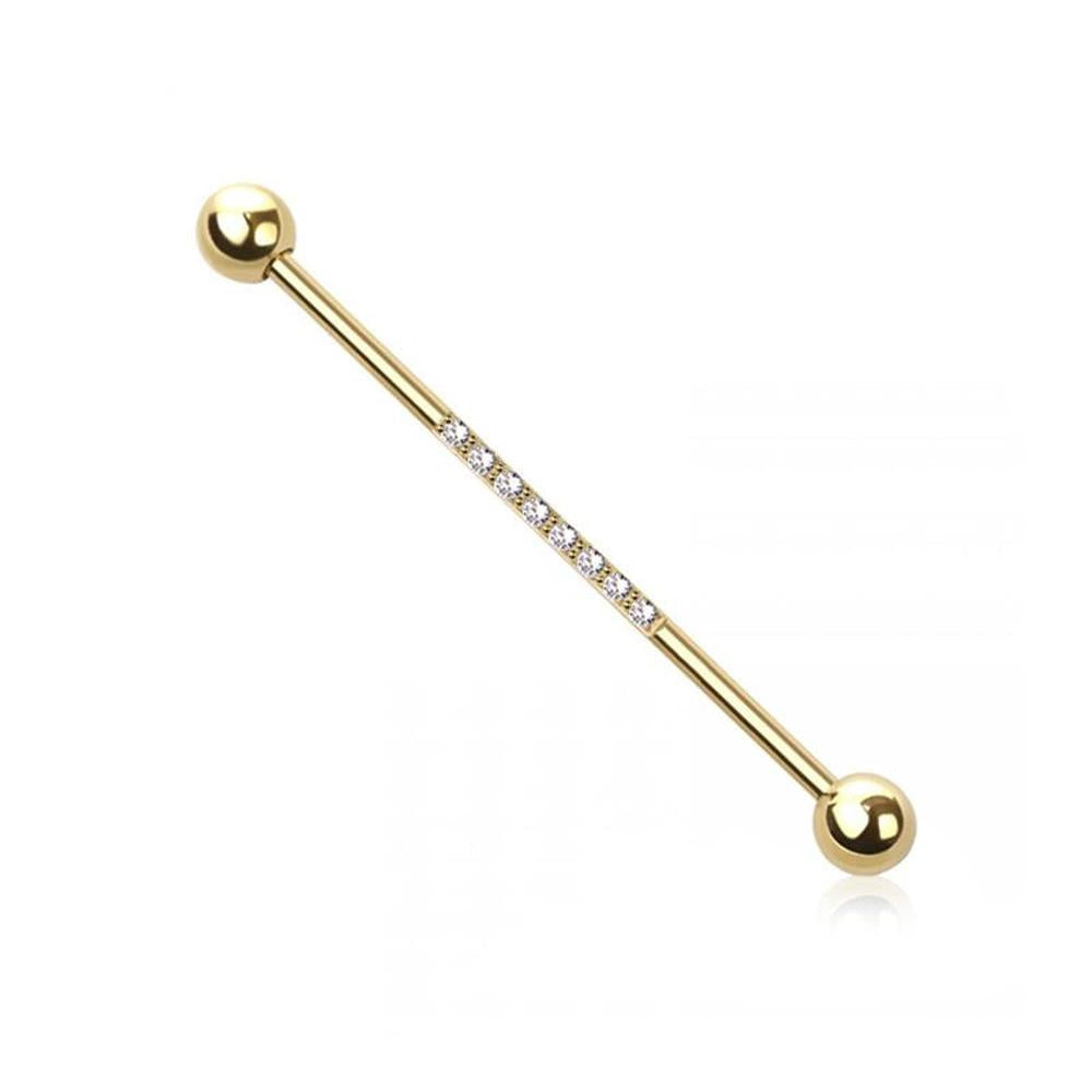 Premium Crystal Line Industrial Barbell 14g