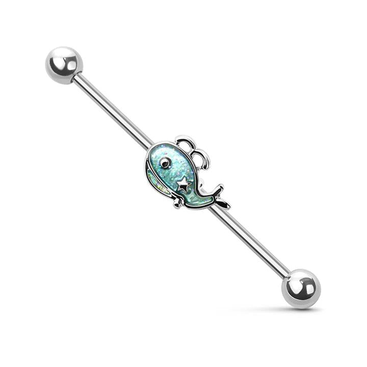 Sparkle Sea Fish Industrial Barbell 14g