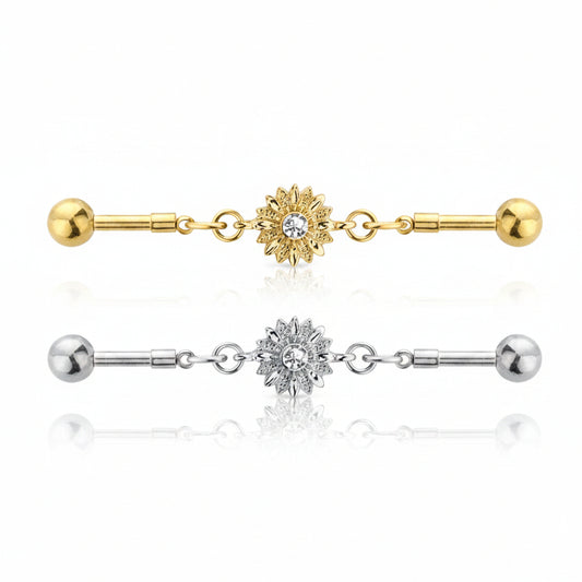 Blooming Flower Chain Industrial Barbell 14g