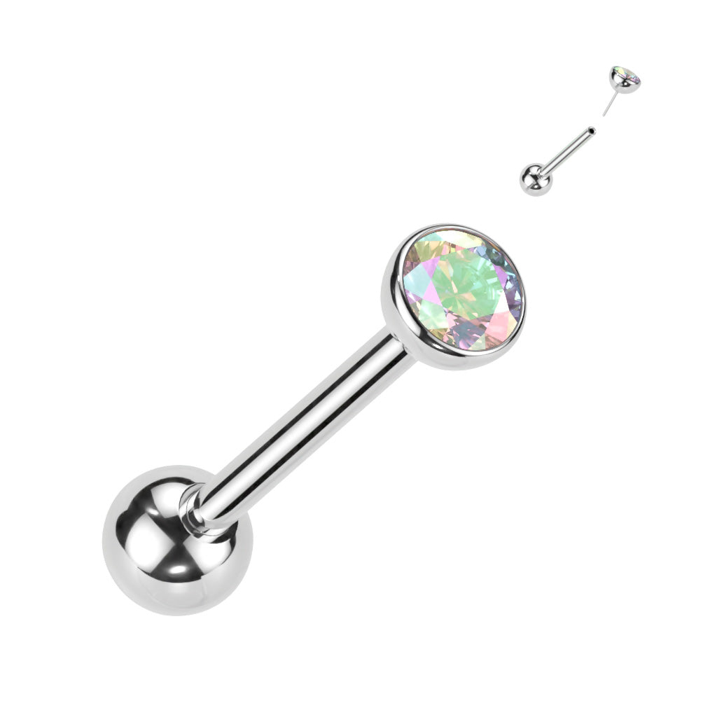Premium G23 Titanium Luxe Threadless Crystal Tongue Barbell 14g