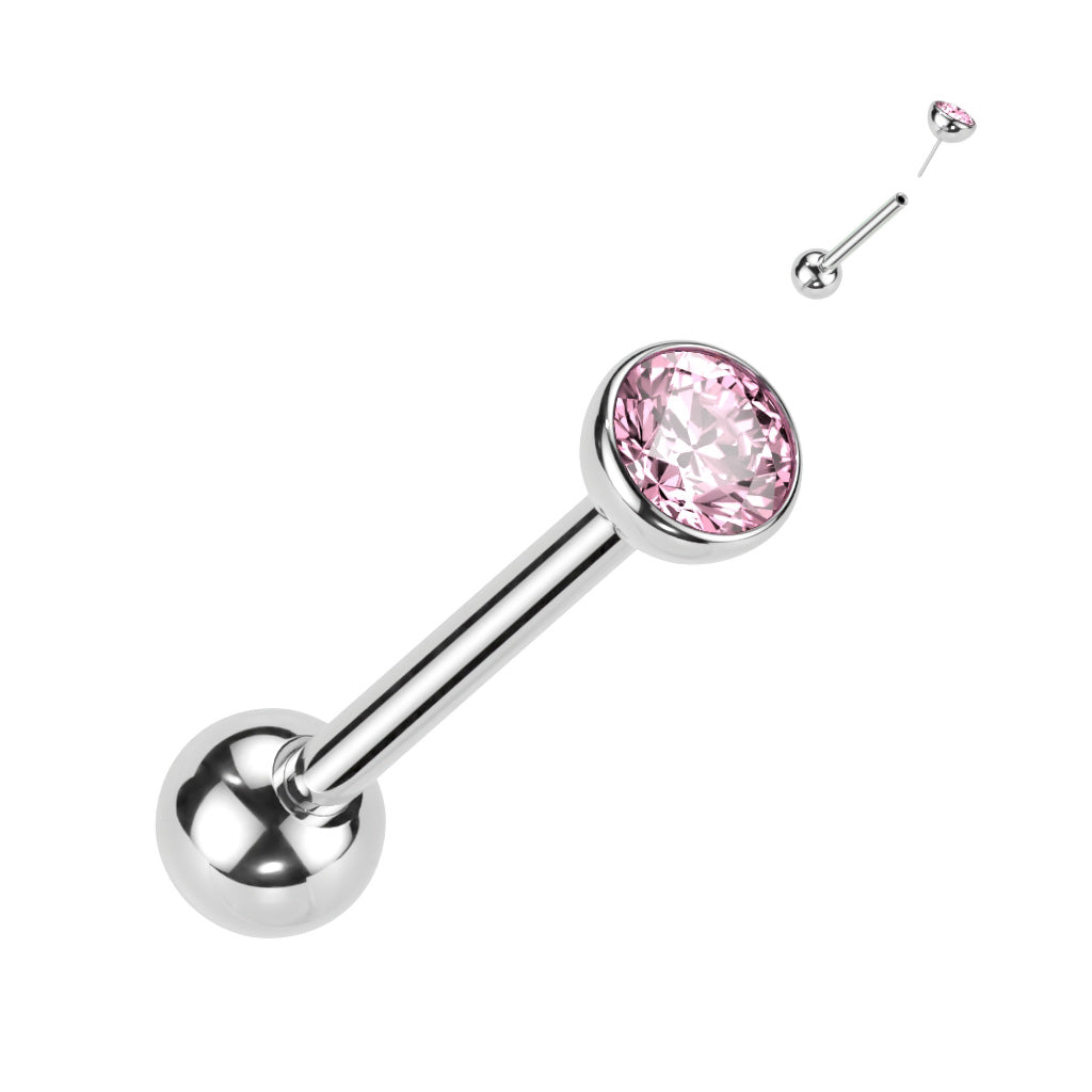 Premium G23 Titanium Luxe Threadless Crystal Tongue Barbell 14g
