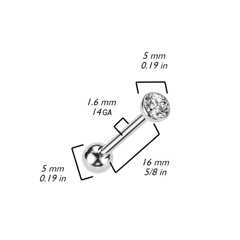Premium G23 Titanium Luxe Threadless Crystal Tongue Barbell 14g