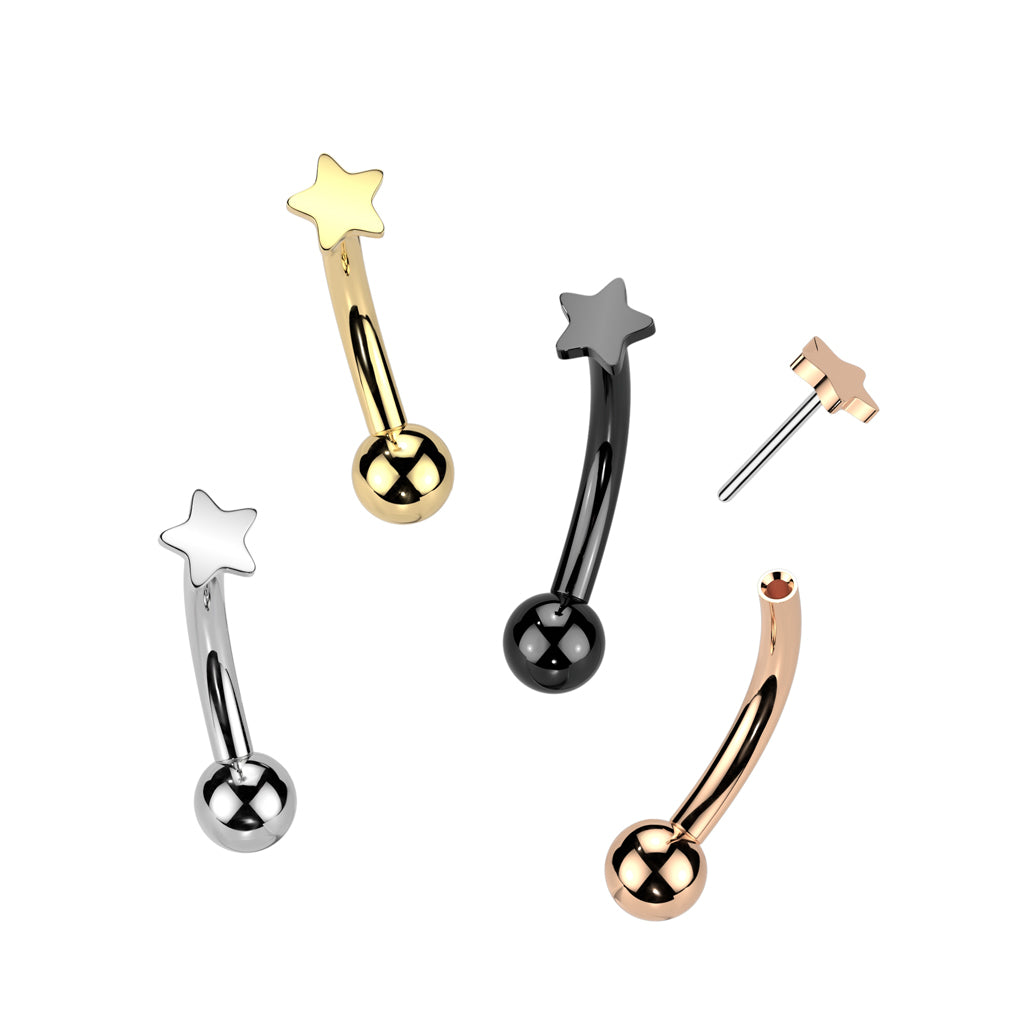 PREMIUM G23 Titanium Star Curved Barbell 16g