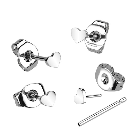 Premium G23 Titanium 3mm Top Threadless Heart Earrings