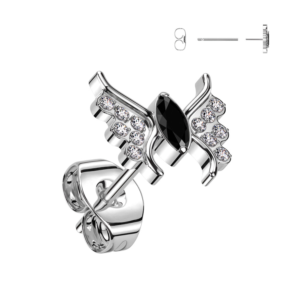 Premium G23 Titanium Crystal Butterfly Threadless Studs 20g