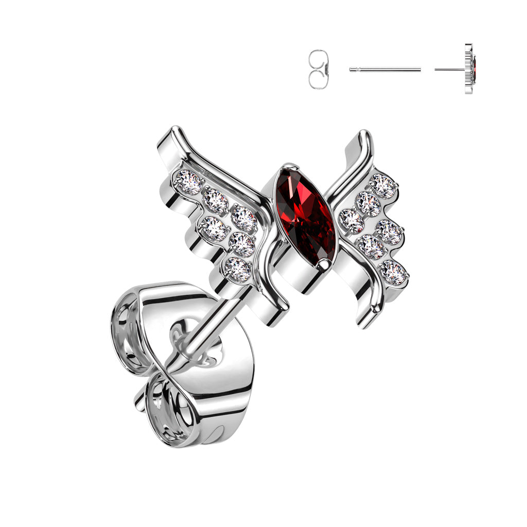 Premium G23 Titanium Crystal Butterfly Threadless Studs 20g