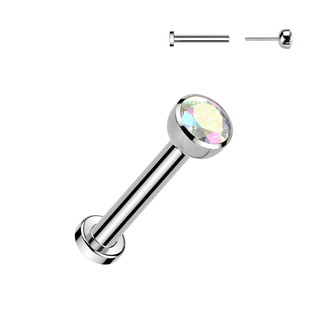 Premium G23 Titanium Luxe Bezel-Set Crystal Threadless Flat Back 16g