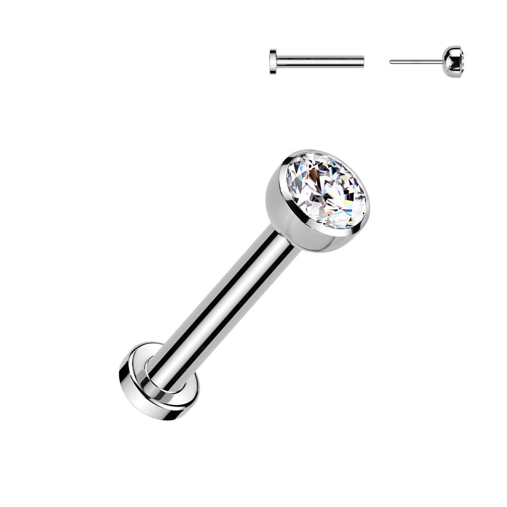 Premium G23 Titanium Luxe Bezel-Set Crystal Threadless Flat Back 16g
