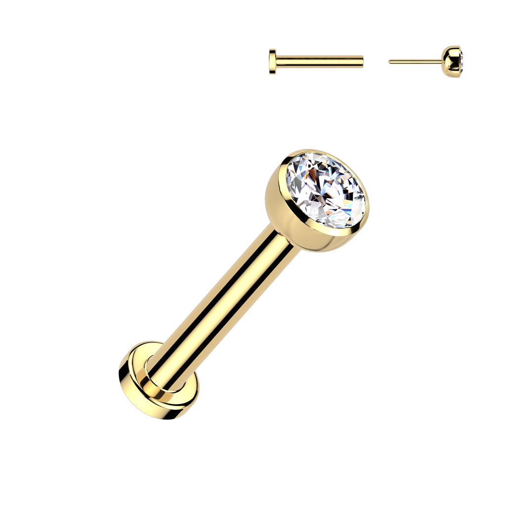Premium G23 Titanium Luxe Bezel-Set Crystal Threadless Flat Back 16g