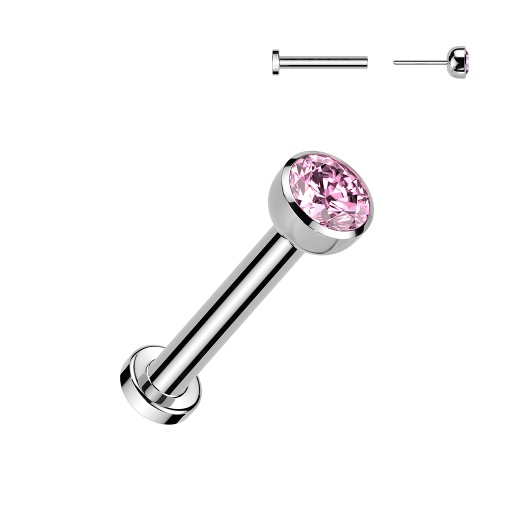 Premium G23 Titanium Luxe Bezel-Set Crystal Threadless Flat Back 16g
