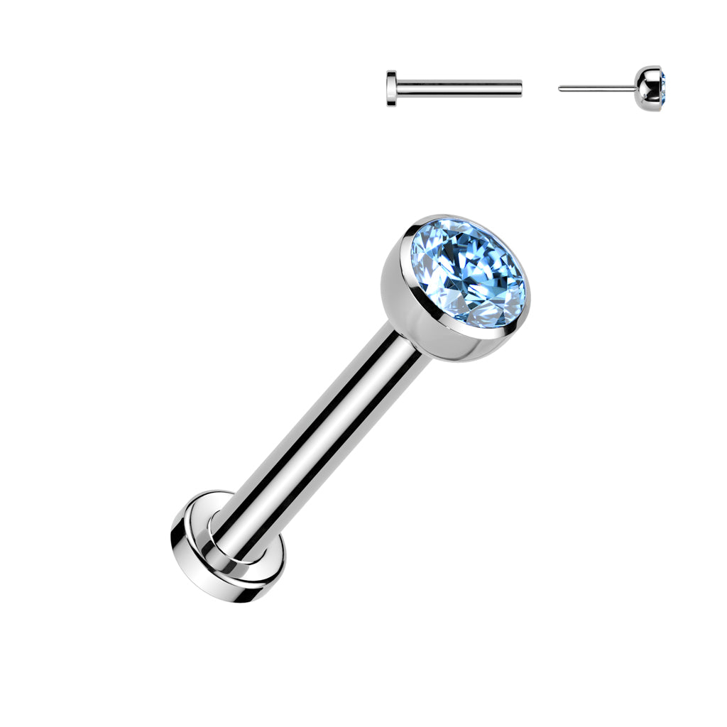 Premium G23 Titanium Luxe Bezel-Set Crystal Threadless Flat Back 16g
