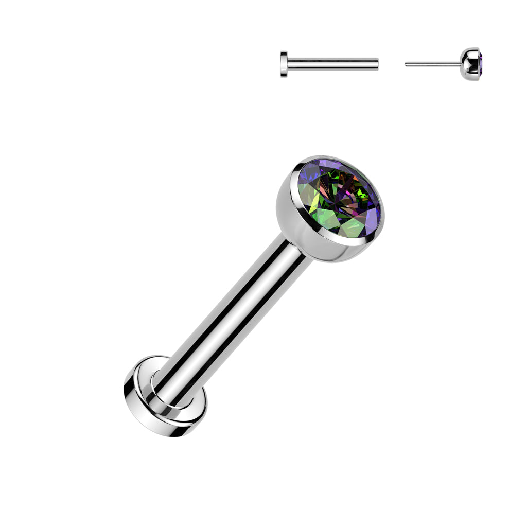 Premium G23 Titanium Luxe Bezel-Set Crystal Threadless Flat Back 16g