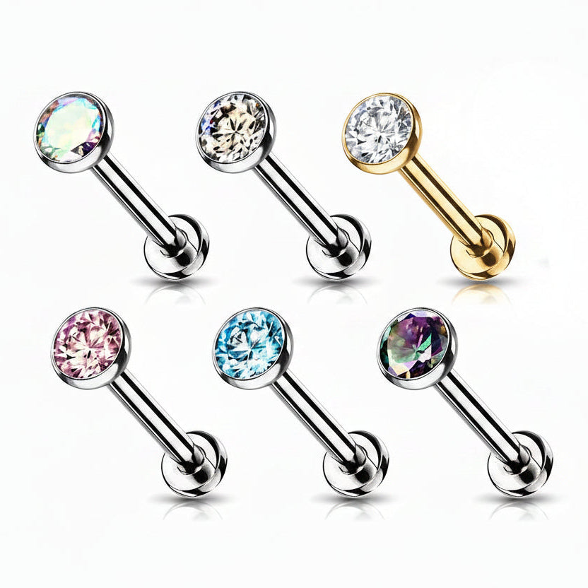 Premium G23 Titanium Luxe Bezel-Set Crystal Threadless Flat Back 16g