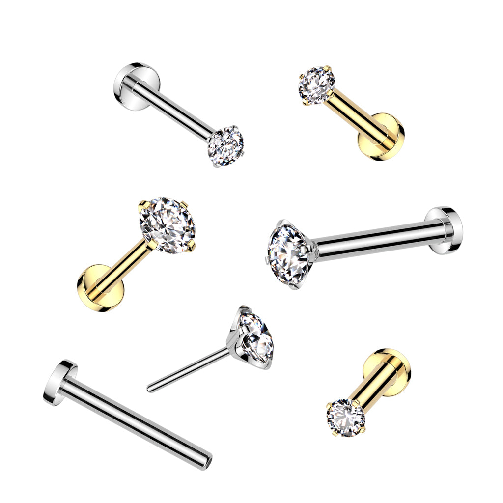 Premium G23 Titanium Luxe Claw-Set Threadless Flat Back