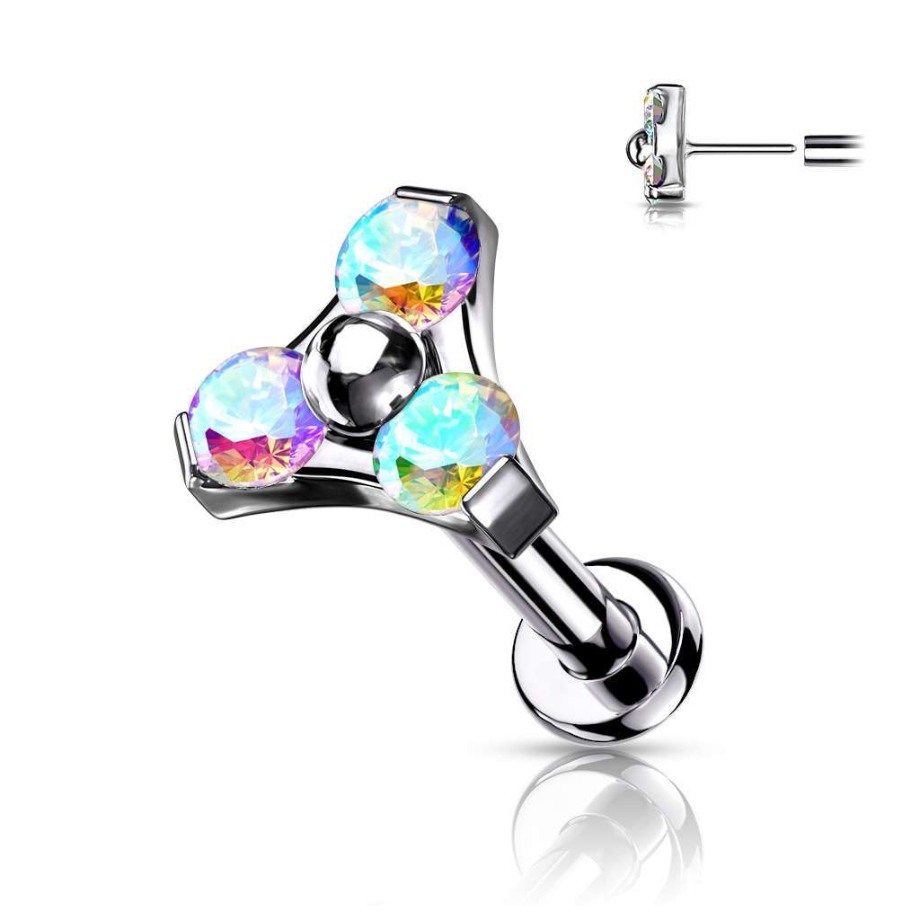 Premium G23 Titanium Triple Claw-Set Crystal Luxe Threadless Flat Back 18g