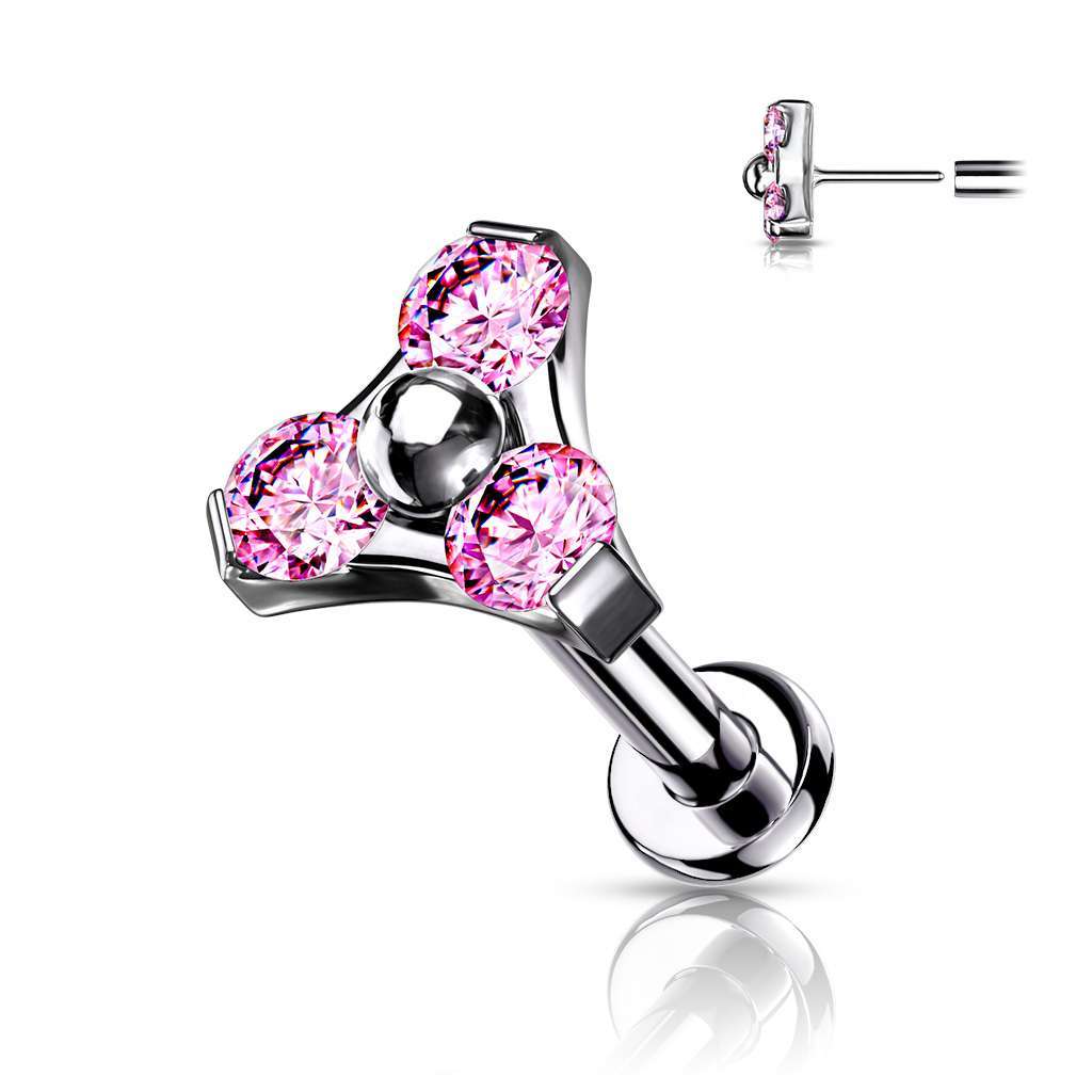 Premium G23 Titanium Triple Claw-Set Crystal Luxe Threadless Flat Back 18g