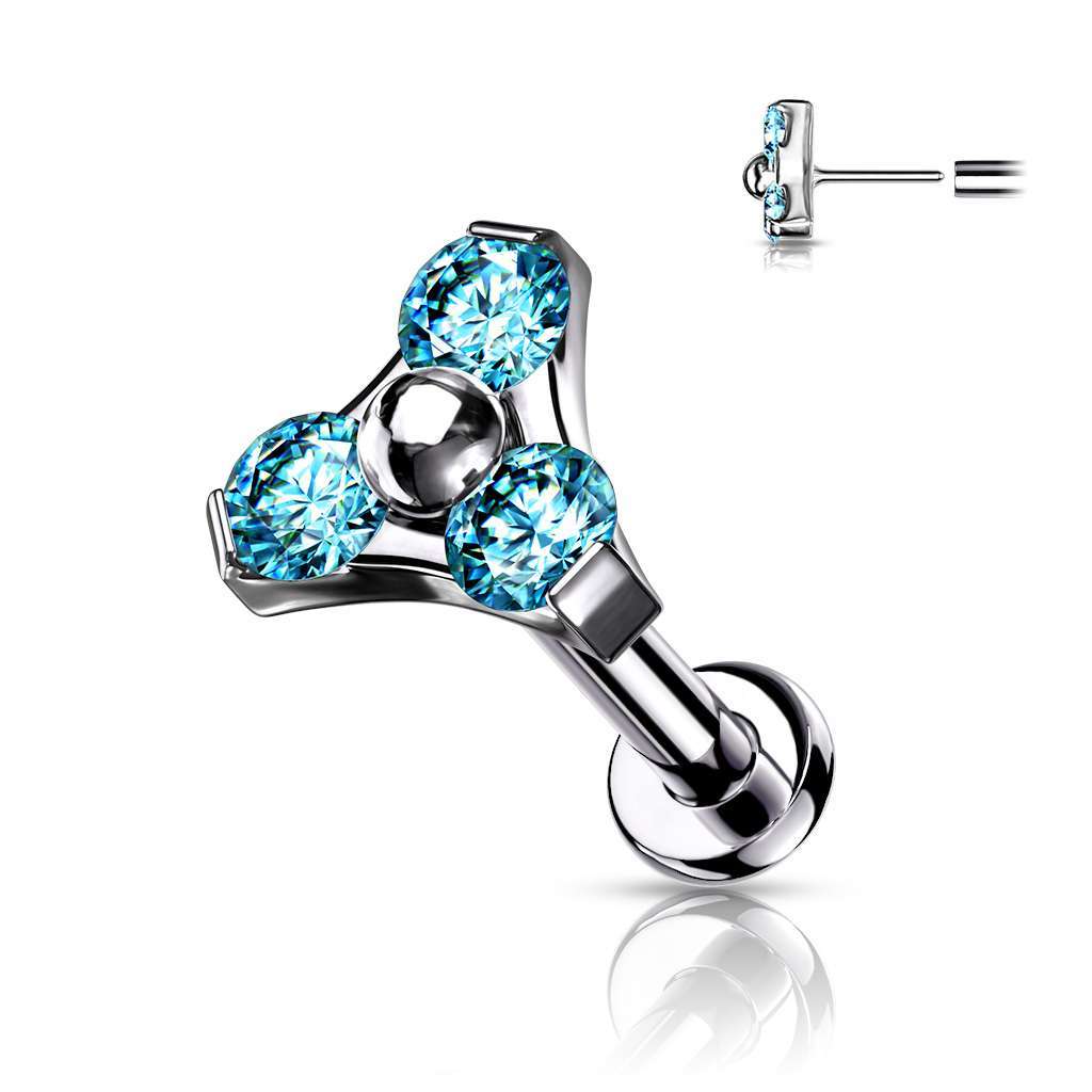 Premium G23 Titanium Triple Claw-Set Crystal Luxe Threadless Flat Back 18g