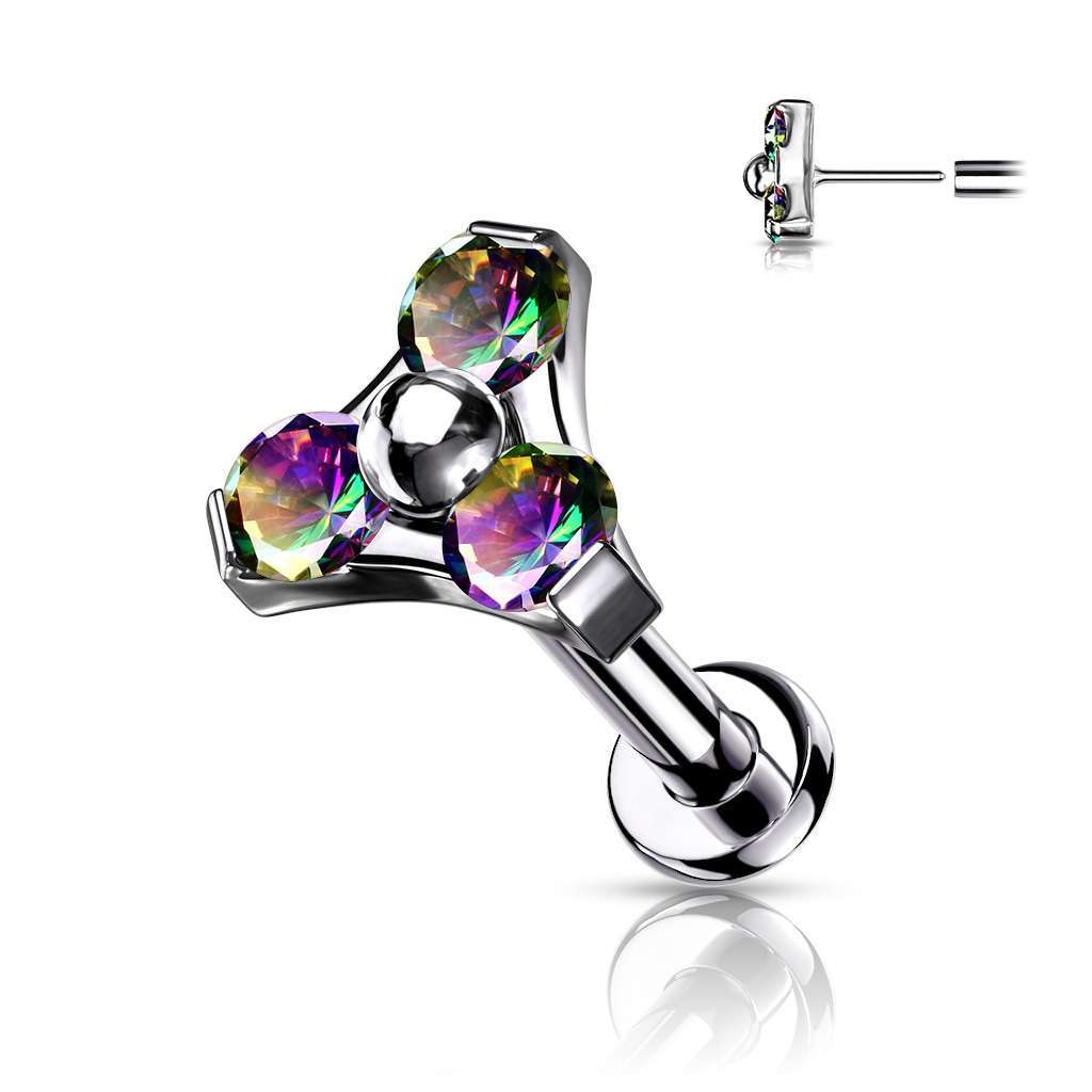 Premium G23 Titanium Triple Claw-Set Crystal Luxe Threadless Flat Back 18g
