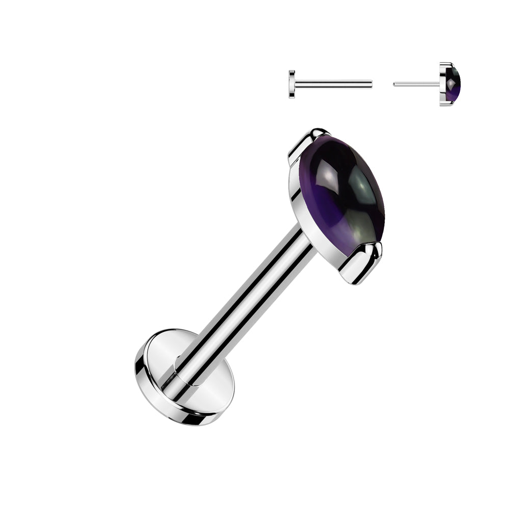 Premium G23 Titanium Luxe Marquise Threadless Flat Back