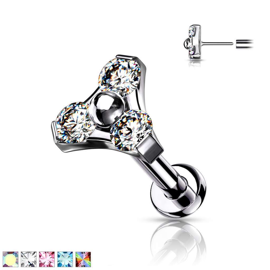 Premium G23 Titanium Triple Claw-Set Crystal Luxe Threadless Flat Back 18g