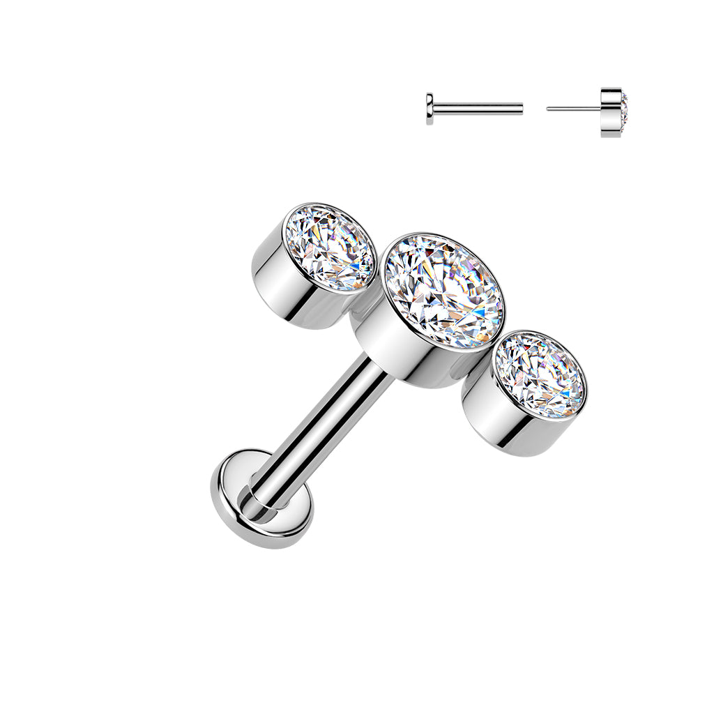 Premium G23 Titanium 3mm Base Curved Cluster Threadless Flat Back