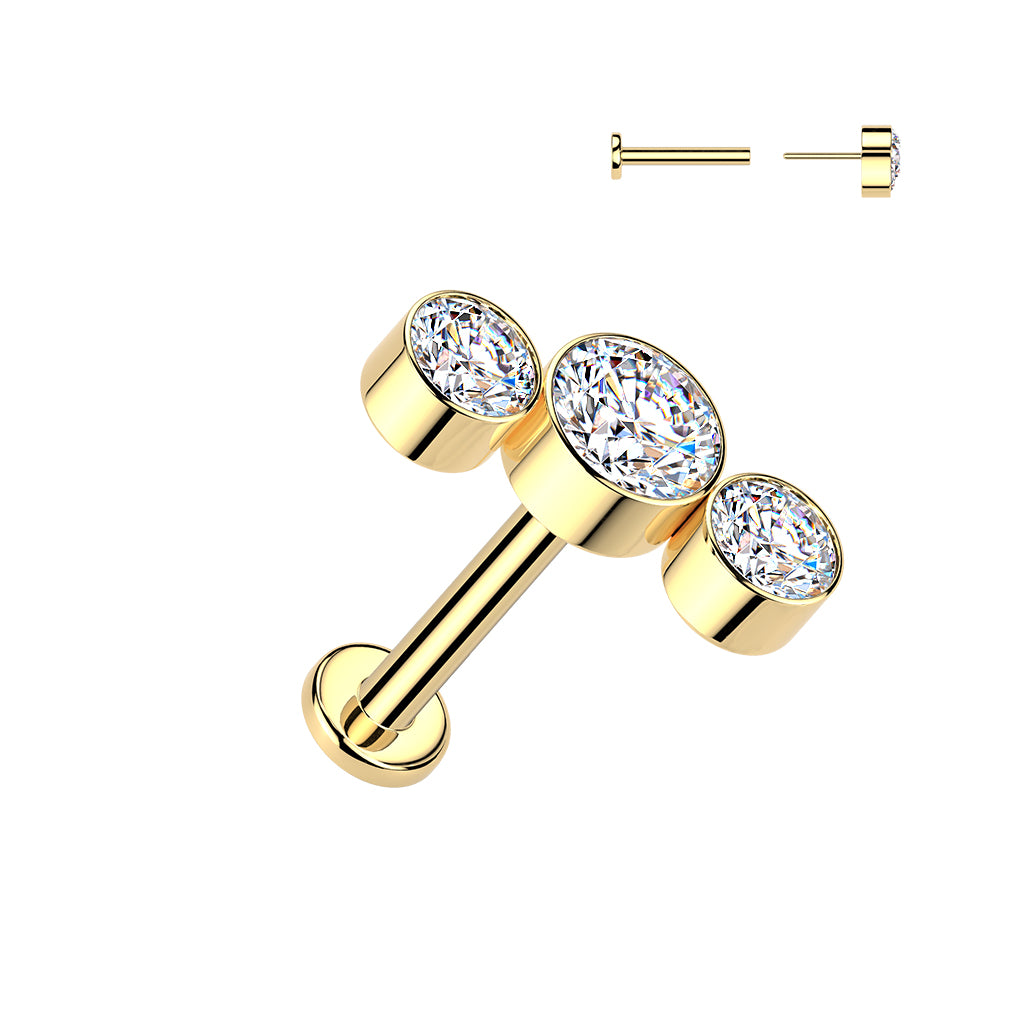 Premium G23 Titanium 3mm Base Curved Cluster Threadless Flat Back