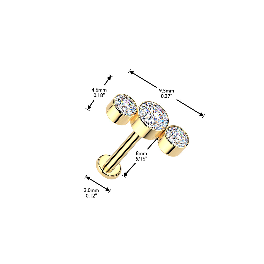 Premium G23 Titanium 3mm Base Curved Cluster Threadless Flat Back