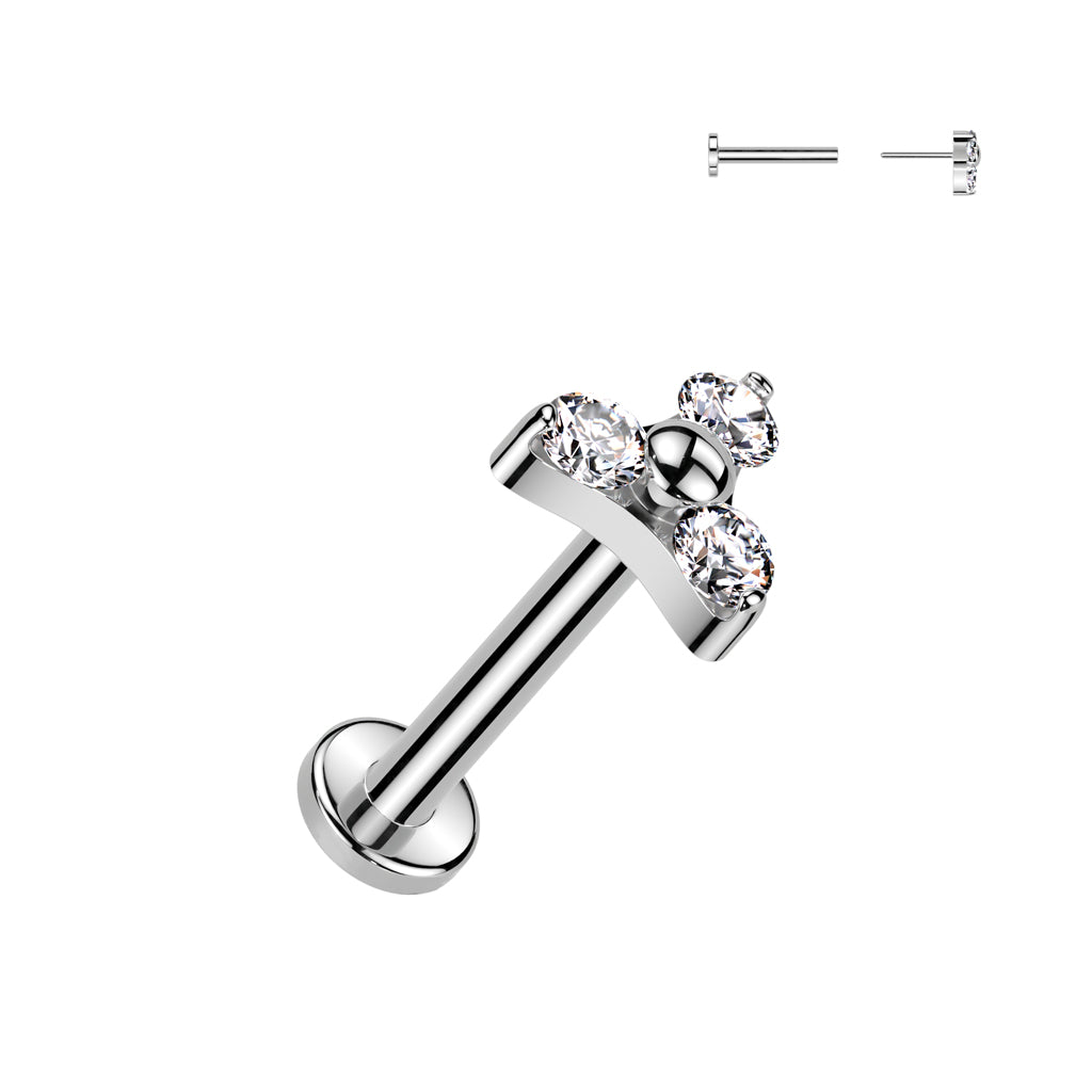 Premium G23 Titanium Triple Claw-Set Crystal Threadless Flat Back
