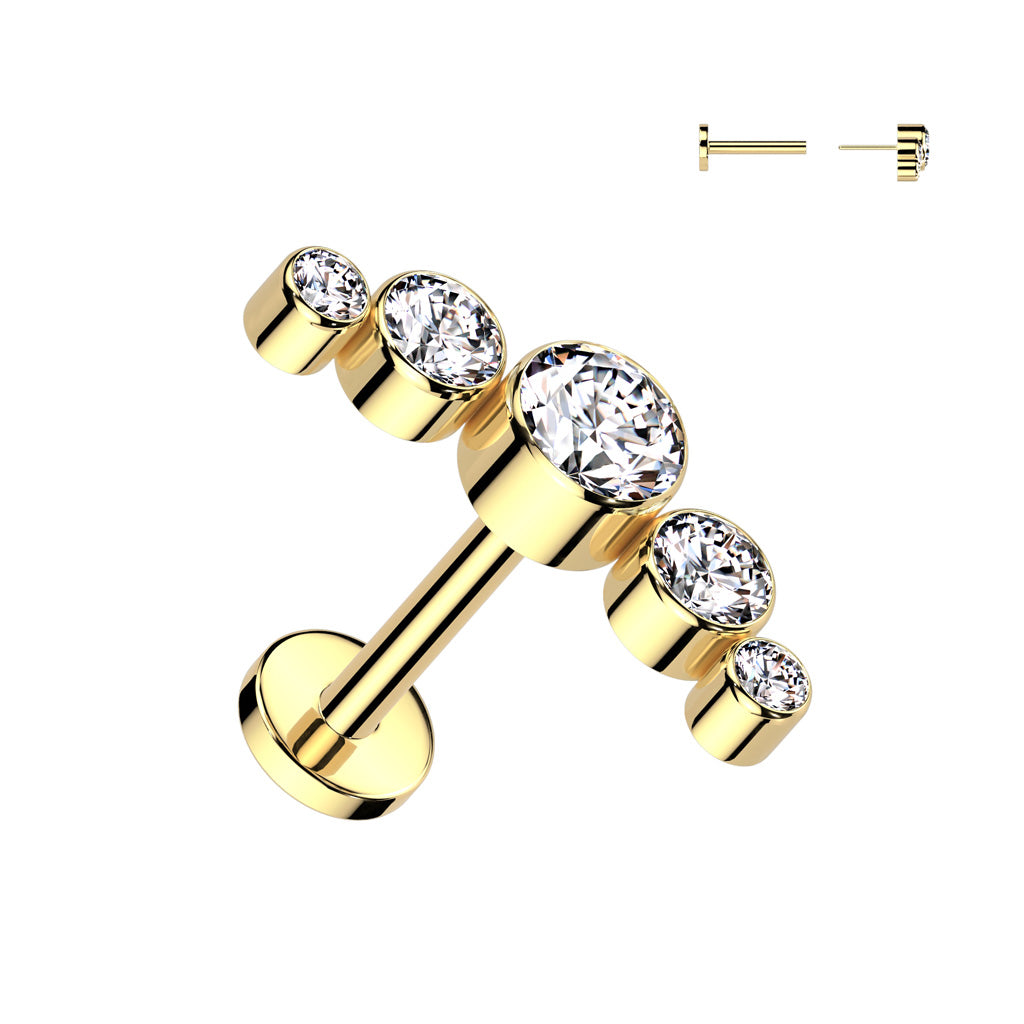 Premium G23 Titanium 5 Crystal Cluster Threadless Flat Back