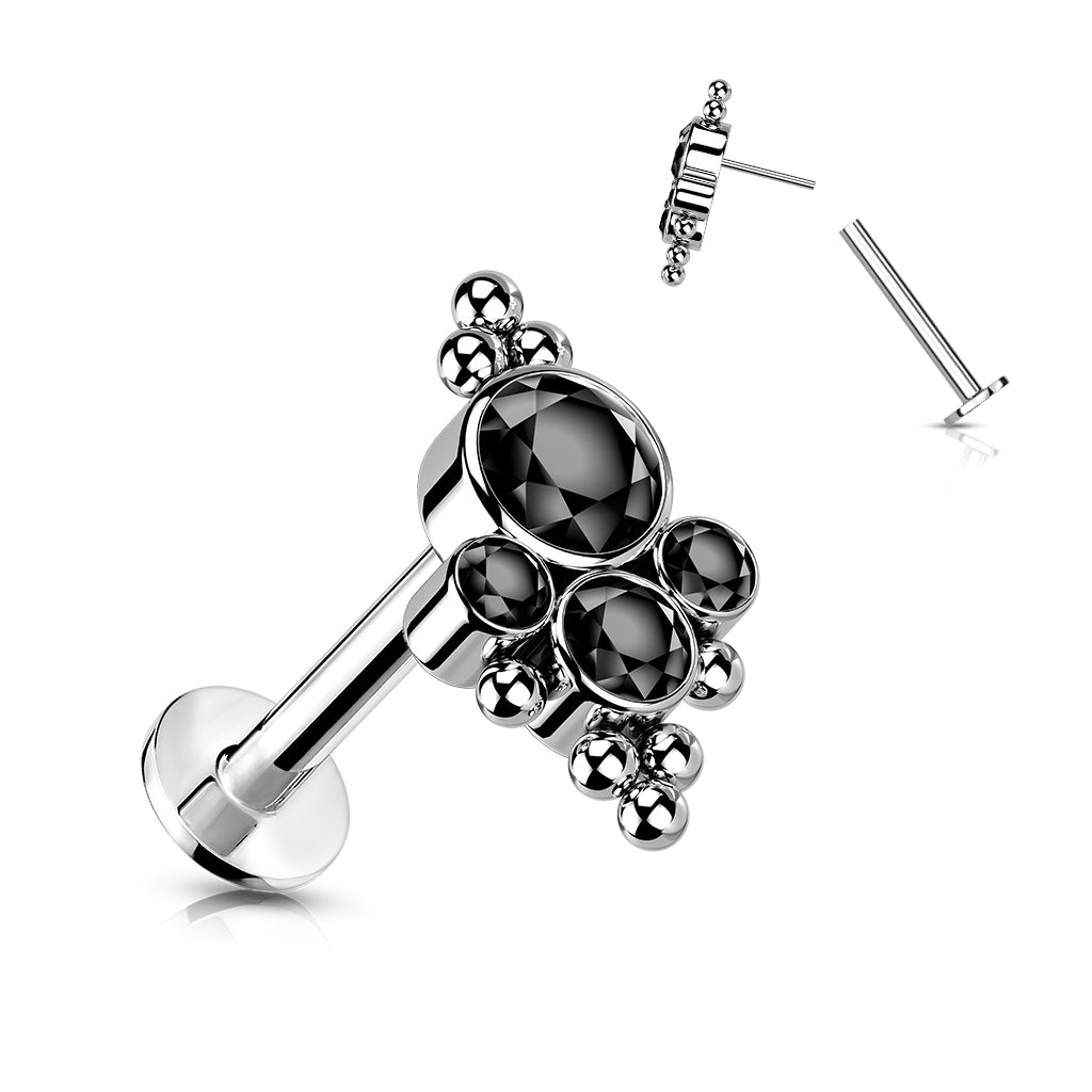 Premium G23 Titanium Crystal Dotwork Threadless Flat Back