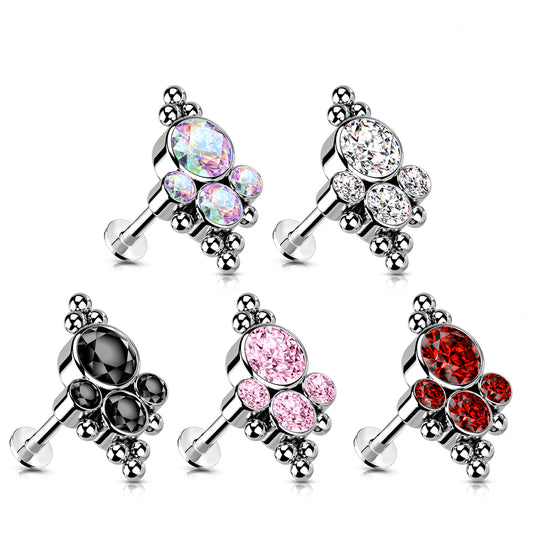 Premium G23 Titanium Crystal Dotwork Threadless Flat Back