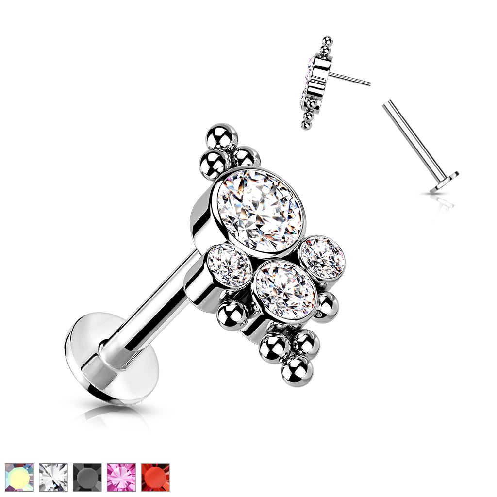 Premium G23 Titanium Crystal Dotwork Threadless Flat Back