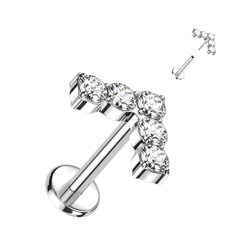 Premium G23 Titanium Crystal Arrow Threadless Flat Back