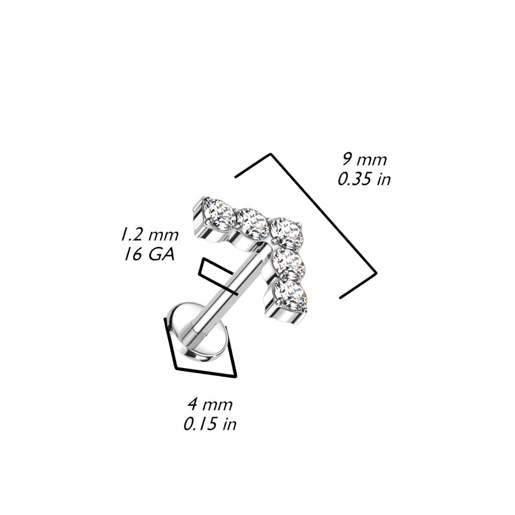 Premium G23 Titanium Crystal Arrow Threadless Flat Back